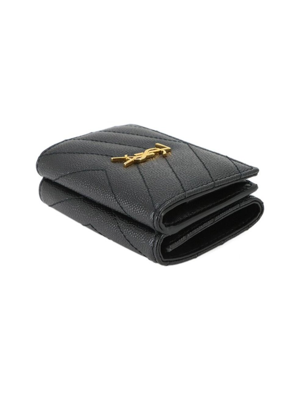 Saint Laurent Cassandra Origami Tiny Wallet Trifold Leather Black - Picture 3 of 8
